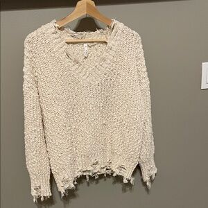 Wishlist Cream V-Neck Sweater